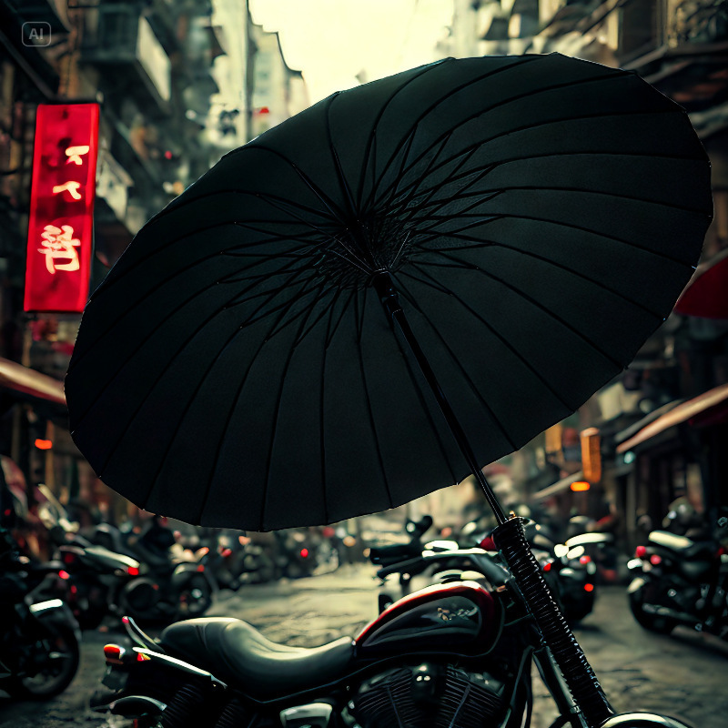 24-Bone Warrior Umbrella Men's Long-Handled Straight Umbrella Large Reinforced Thickeneded Strong Storm-Resistant Large Umbrella Knife Umbrella