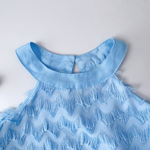Girls summer dress, children's mesh skirt, cross-border halter neck dress, fantasy tassel children's princess dress