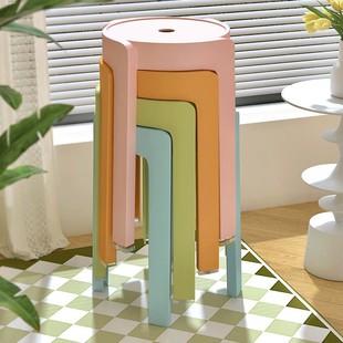 Plastic Stool Household Thickened Round Stool Simple Stool Stackable Stacking Windmill Stool Dining Table High Chair