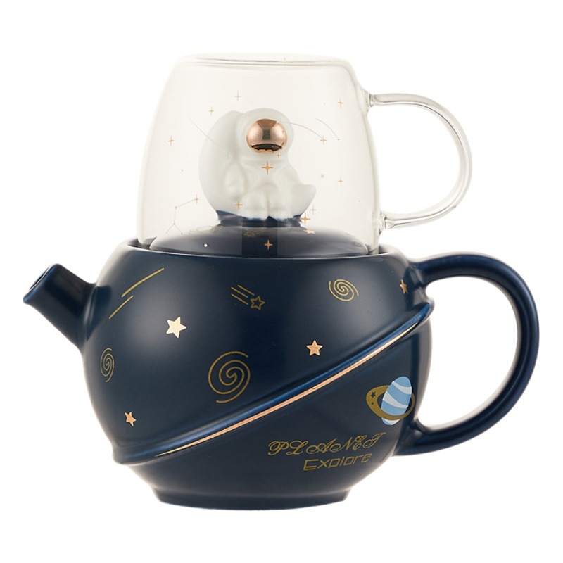 Juego de té Moon Pot al por mayor, tetera de cerámica, taza de cristal con diseño de estrella, regalo para el Festival de Medio Otoño, estilo cielo estrellado