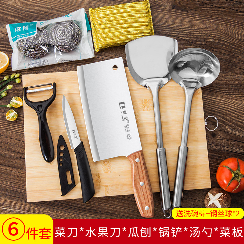 칼판 4종 세트 + 주걱 + 수프 스푼 (식기 세척용 면 + 스틸 울 볼 * 2 포함)