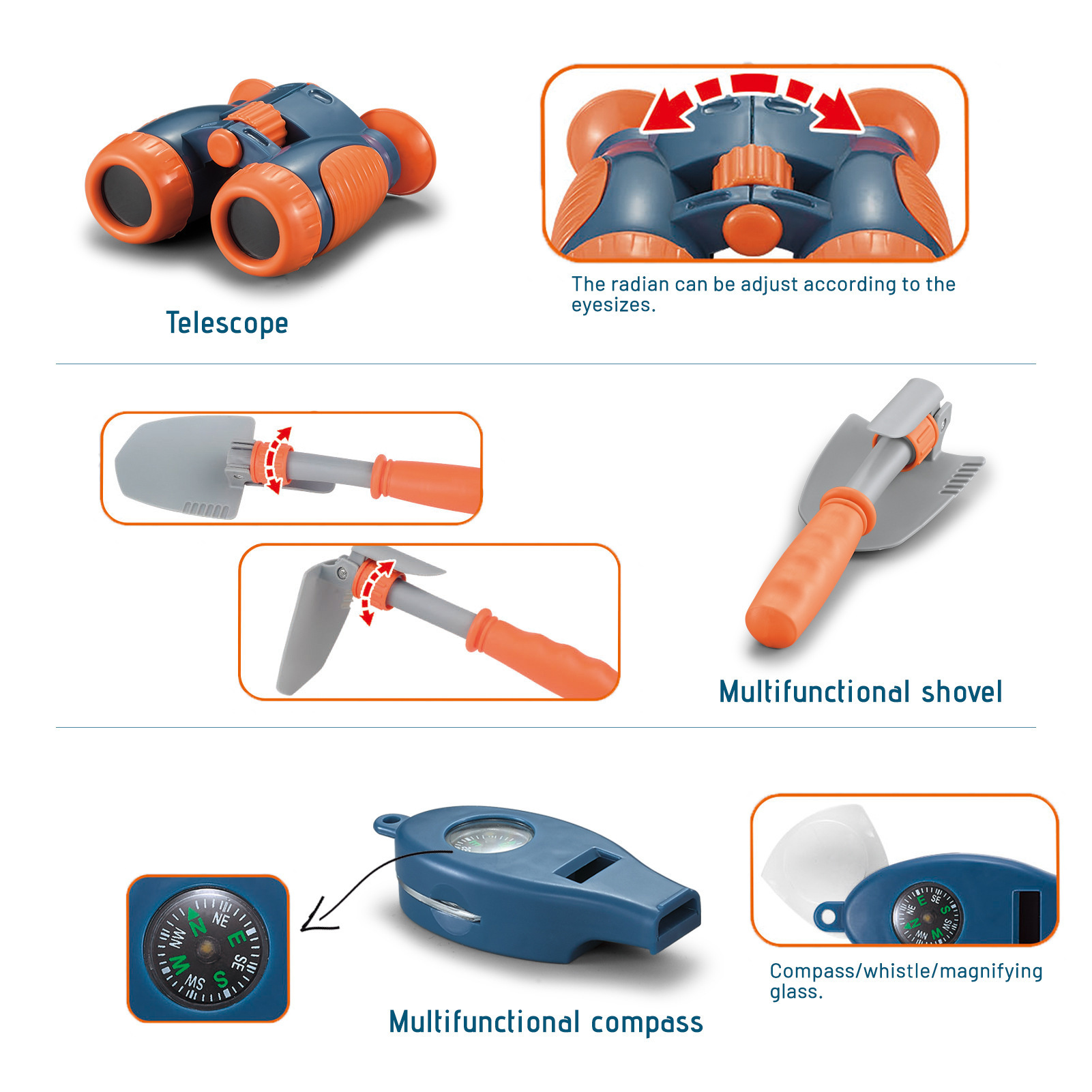 Juego de vajilla educativa para niños, para camping, picnic, con walkie-talkies, utensilios de cocina, para jugar al aire libre.