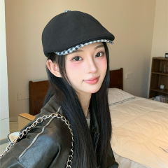 韩版复古贝雷帽男女秋冬季纯色百搭显脸小简约时尚反戴鸭舌前进帽