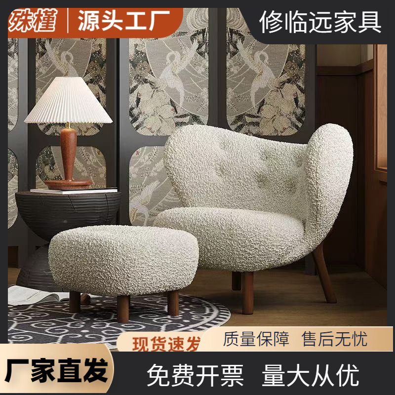 Nordic Mid-Century Style Designer Solid Wood Single Sofa Chair for Living Room and Bedroom, Light Luxury Retro Single Chair Nordic Mid-Century Style Designer Solid Wood Single Sofa Chair for Living Room and Bedroom, Light Luxury Retro Single Chair