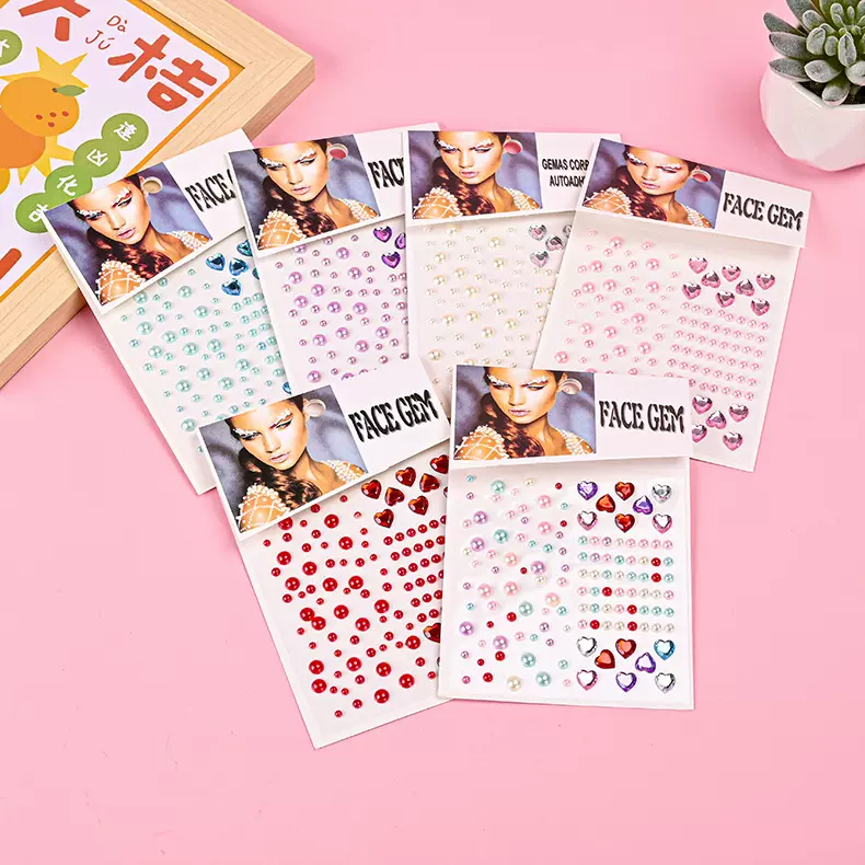 批发美妆水钻贴亚克力儿童贴纸背胶钻贴宝石贴化妆品脸贴饰品