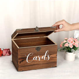 复古木质婚礼卡片盒实木婚礼卡片持有人复古派对装饰盒子