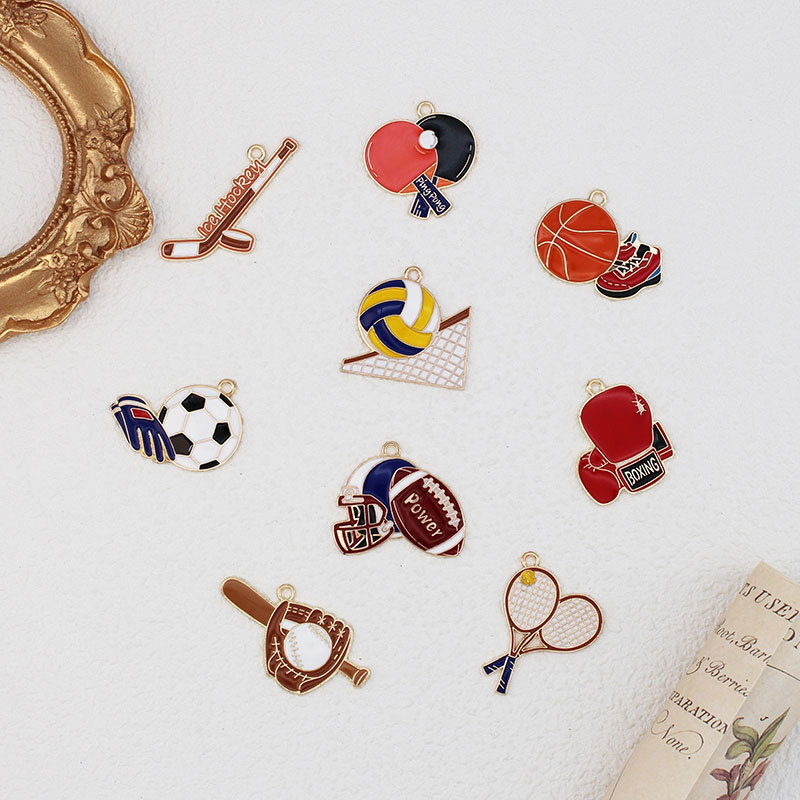 漫画スポーツシリーズ合金ジュエリーアクセサリー DIY バスケットボールサッカーラグビー野球イヤリングペンダントキーホルダー|undefined