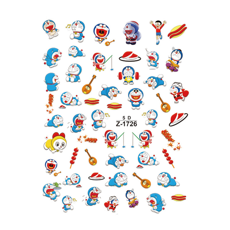 Cross-Border Popular Ins New 5D Embossed Cartoon Nail Art Stickers Doraemon Stereo Nail Stickers Accessories Z1792