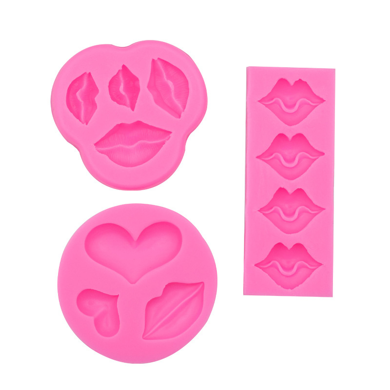 Juego de labios Molde de silicona DIY horneado chocolate fondant accesorios decorativos arcilla yeso goteo hecho a mano