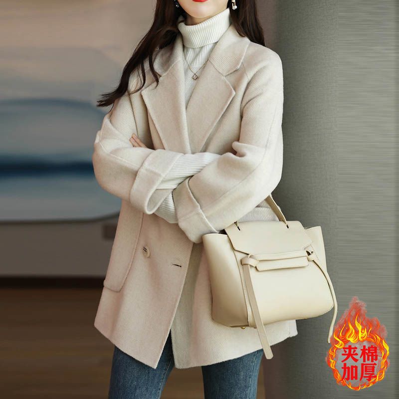毛呢外套女2025秋冬季新款小个子加厚韩版修身气质中长款呢子大衣|undefined