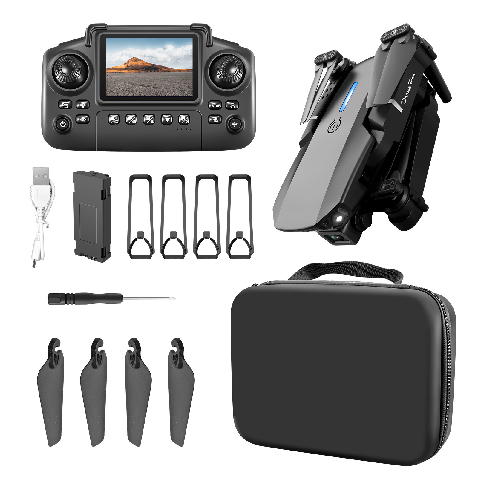 Dron Cuadricóptero con Doble Cámara E99D de Plástico Plegable con Control Remoto