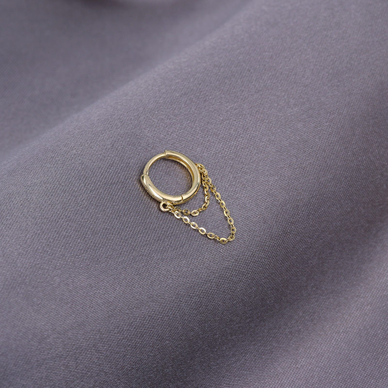 S925 Cadena de plata borla brillante hebilla del oído joyería moda popular punción pendientes solo