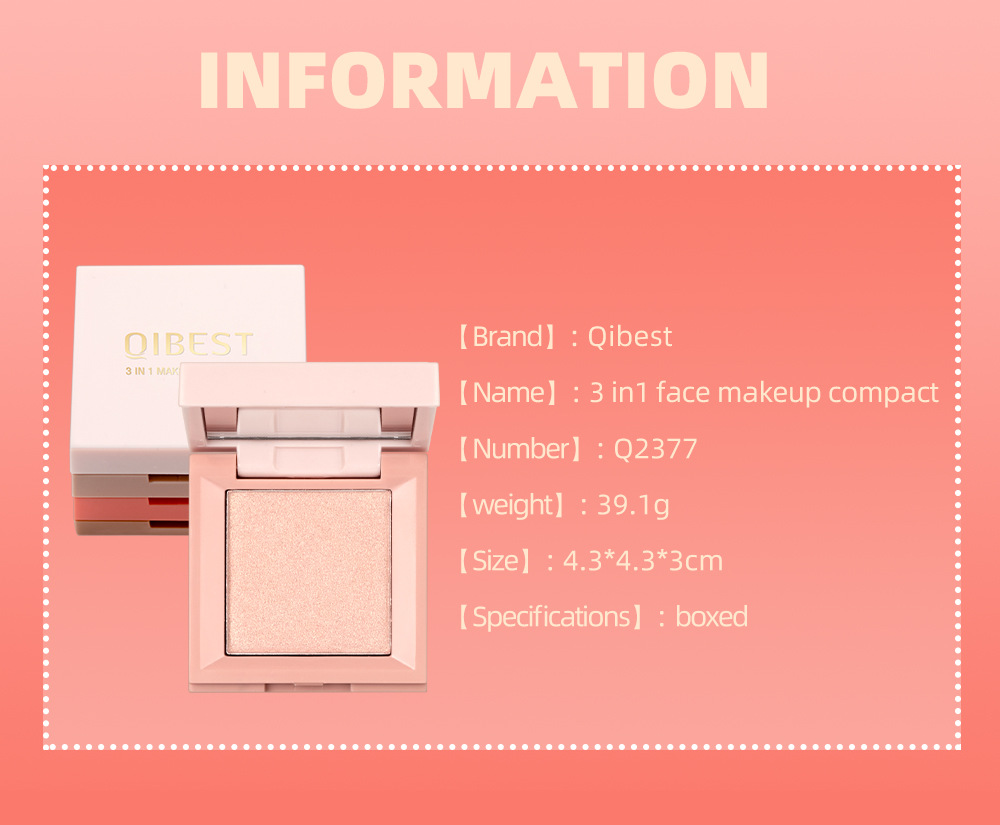 Qibest 3-in-1 Facial Makeup Box: Highlighter Blush, Pearlescent, Polarized, Three-dimensional, Matte, Natural, and powder-free eyeshadow palette undefined