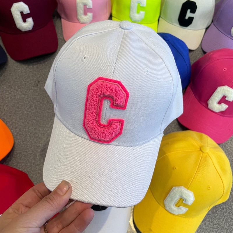 타월 C 야구 모자 - 화이트 플러스 로즈 레드 C