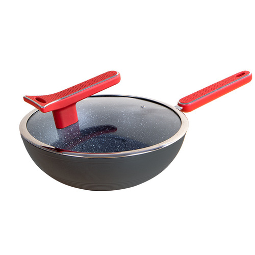 Cast iron flat-bottomed pan non-stick wok milk pot instant noodles cooking set pressure cast double-bottom non-stick pan