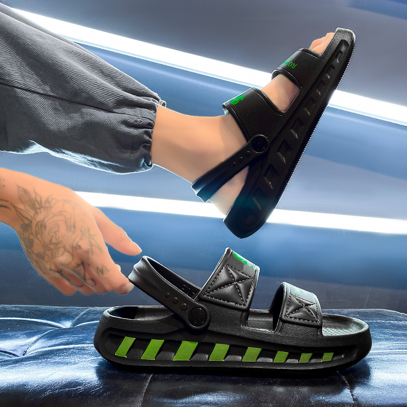 야외 샌들 남성 여름 야외 착용 미끄럼 방지 두꺼운 단독 모디-듀얼 사용 스포츠 슬리퍼 남성 비치 신발