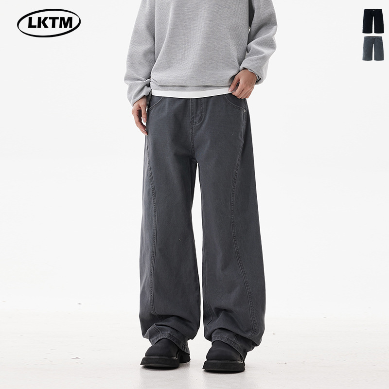 LKTM男装#美式复古cleanfit直筒工装裤男女潮流高街宽松休闲裤子