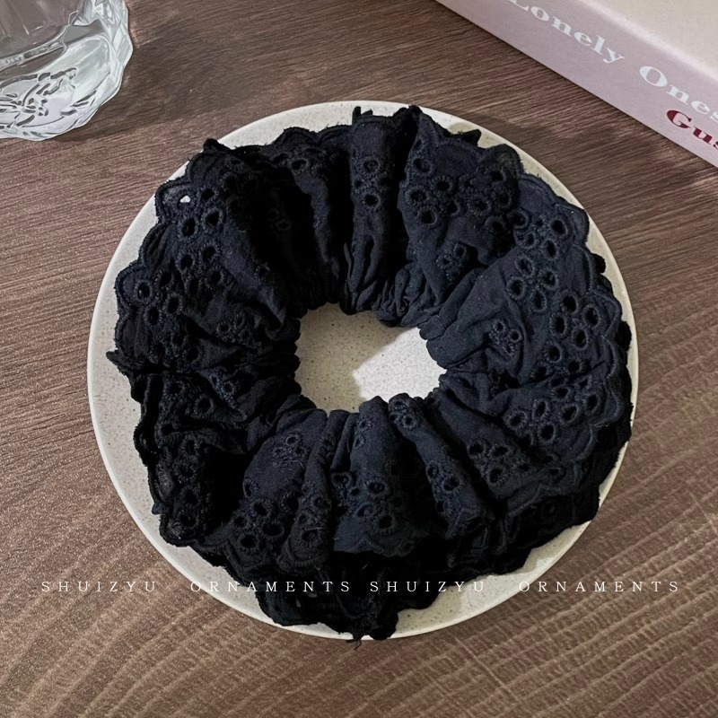 韩系春夏蝴蝶结大肠发圈女款蕾丝碎花头绳粉色方巾大号发饰|undefined