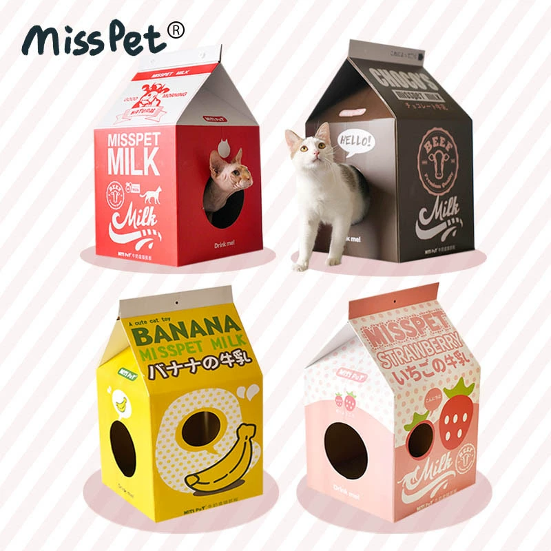  MISSPET прямые поставки молочной коробки коту хватающее место котик гнездо гофрированная бумага коробка для кошек игрушечный дом