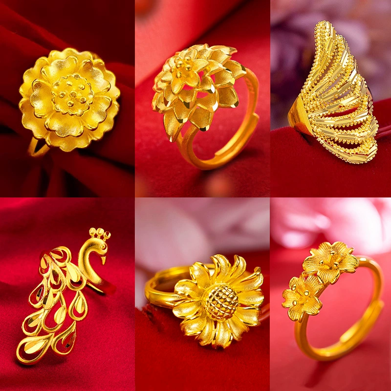 Кольцо в стиле Little Red Book с изображением хвоста феникса для женщин, кольцо на указательный палец с фениксом, позолоченное латунное, высококачественное элегантное кольцо с павлином, оптовая продажа.