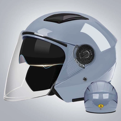 Helmet, 3C New National Standard Electric — Motosiklet kaskı (dəbilqə) - b4-double-mirror-model-bright-gray-hd-long-mirror-3c-certification