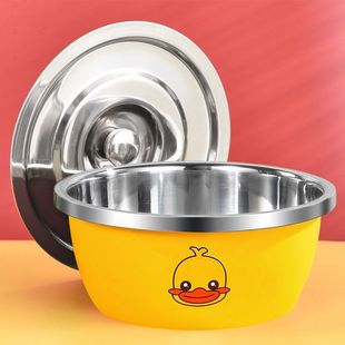 Extra Thick Stainless Steel Basin with Lid, Food-Grade Stainless Steel Round Basin, Dough Basin, Container, Egg-Beating Basin, Household