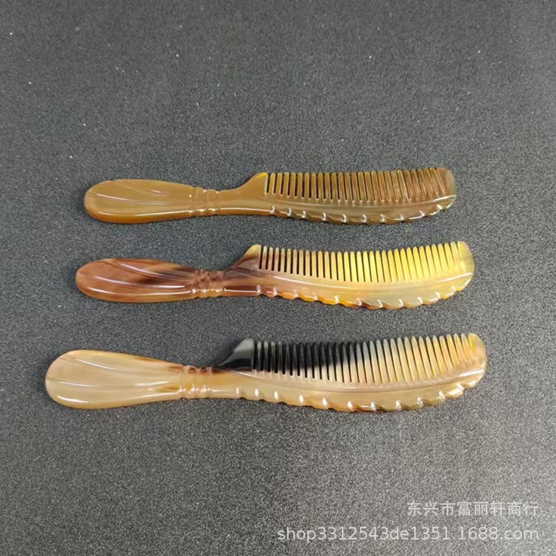 牛角コーム ヤク角コーム 天然手作りコーム Lサイズ 20cm 男女兼用 ギフト 家庭用コーム 屋台供給|undefined