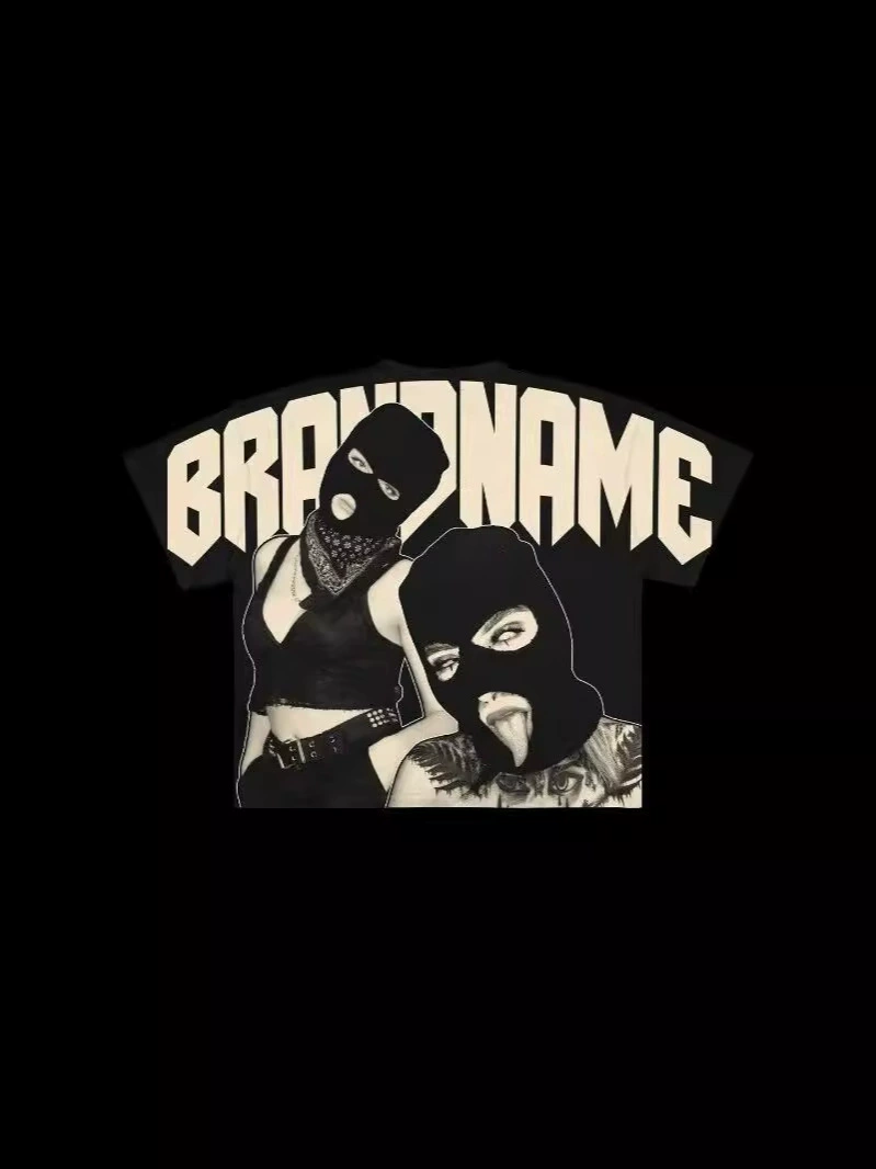 Short fashionable cotton T-shirt hip-hop style for men and women, Gothic, punk style
