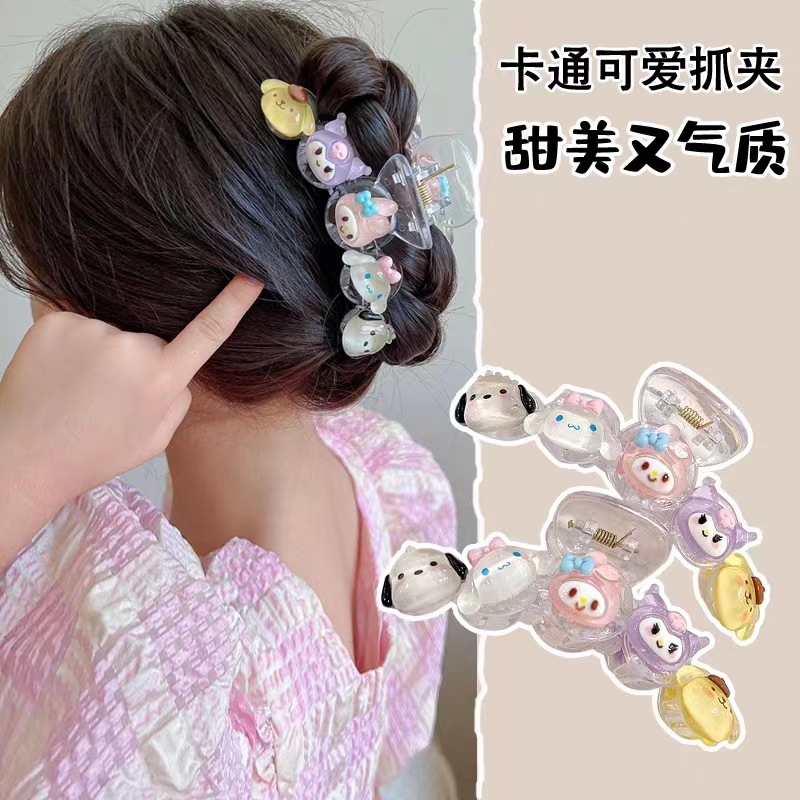 Fine Flash Sanrio Transparent Shark Clip Little Red Riding Book Same Style Small Grab Clip Cute Girl Heart Coulomi Hairpin Hair Accessories