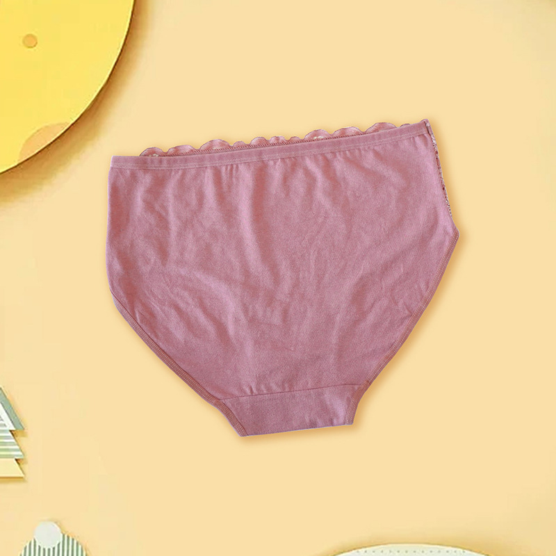 外贸供应蕾丝印花中腰舒适棉裆纯色透气女士三角裤Plush panties|undefined