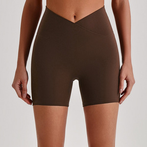AYM038881 High-Waist Cross-Back Yoga Shorts Naked Feel Butt-Lifting Aoyema wholesale