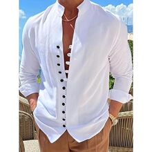X 38630 Casual Linen Button Long Sleeve Shirt ����Ŧ�۳���