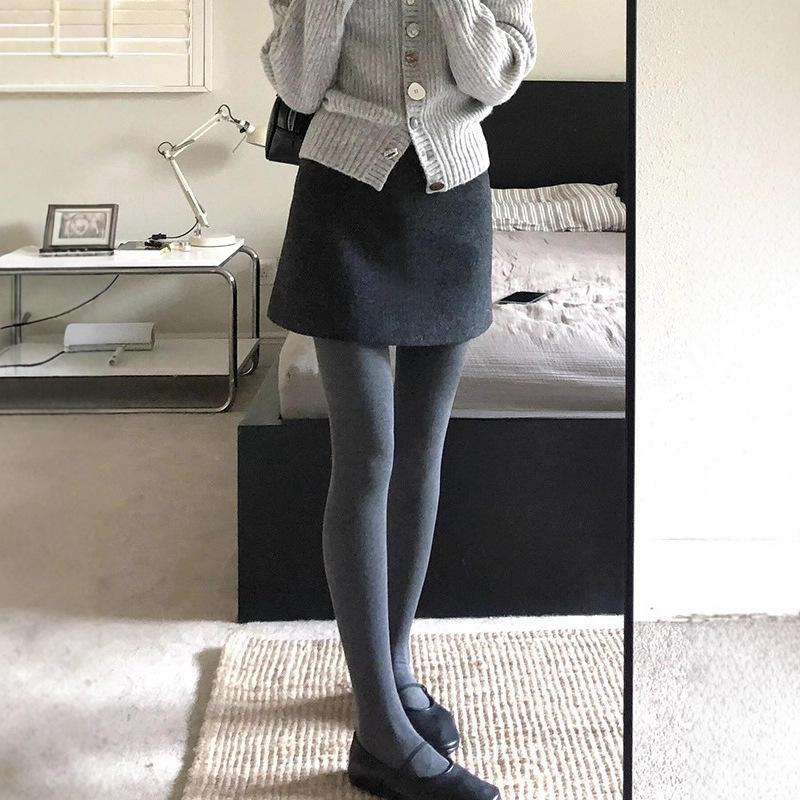 Spring, Summer, Autumn, and Winter Maternity Woolen Short Skirt with Safety Shorts, Maternity Belly Support Slimming A-Line Bodycon Skirt