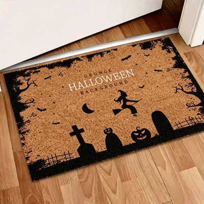 Avtomobil döşəmə paspasları — Palm Fiber Loop Mud-Scraping Foot Mats - zx-halloween-moment-h29-3040-silk-circle-without-overlocking