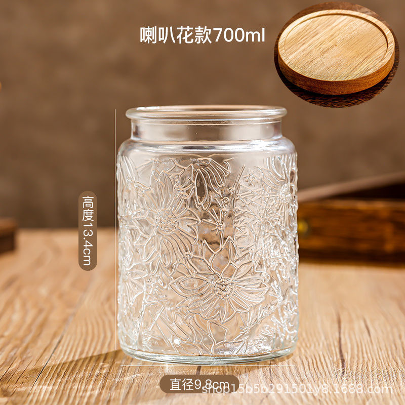 Chino retro Begonia flor vidrio sellado tarro caramelo snack tarro de almacenamiento frutos secos tuerca de almacenamiento tarro
