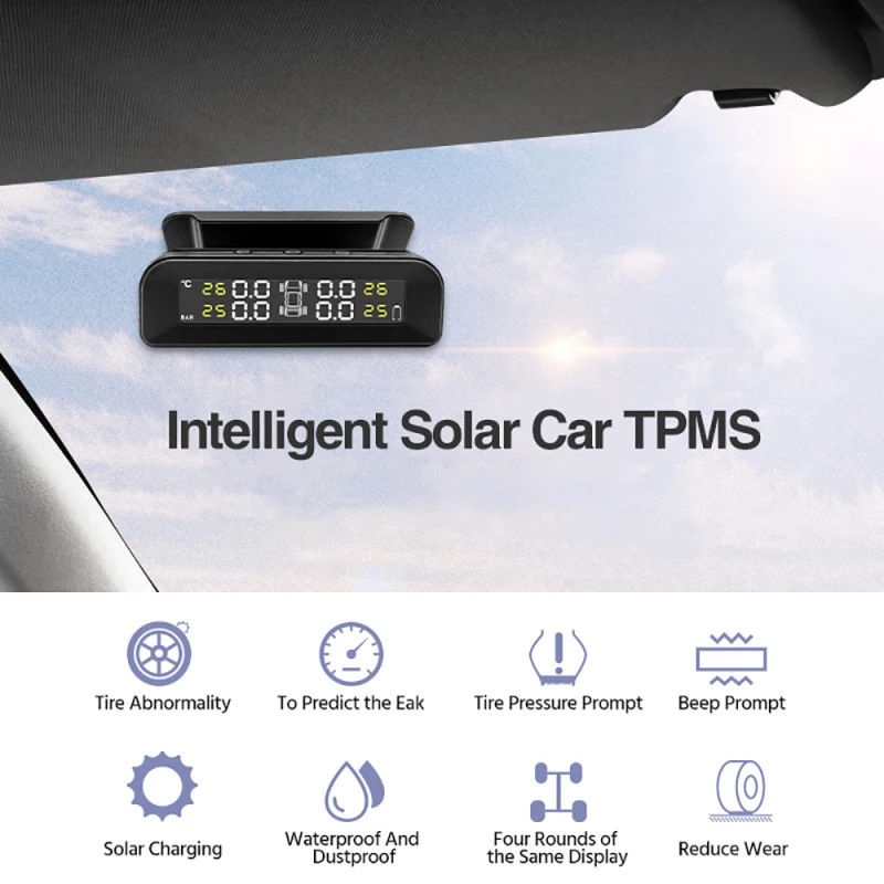 External Q 10% off Stacked Hidden Car Solar Wireless Tire Pressure Monitoring System with Human Voice and High Precision for Cars
