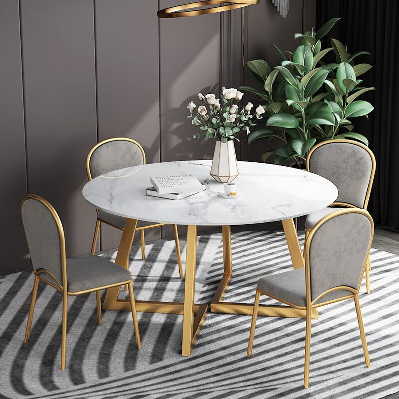 Dining Table Marble Round Table Small Apartment Home Table and Chair Set Simple Living Room Rectangular Dining Table
