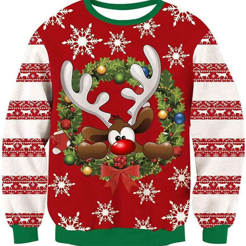 Cross-Border Amazon New Christmas Round Neck Sweatshirt Santa Claus Men's 3D Digital Printing Couple Clothing Cross-Border Amazon New Christmas Round Neck Sweatshirt Santa Claus Men's 3D Digital Printing Couple Clothing