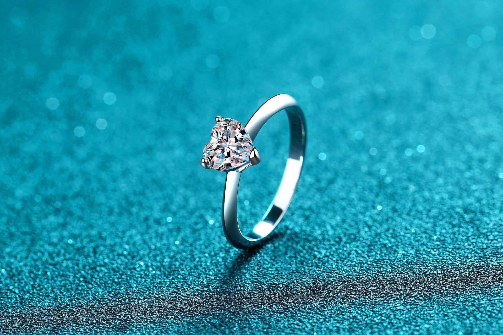 2g Weight Moissanite, Zircon Inlay Material Rings Classification 1 Piece Quantity 925 Sterling Silver Moissanite Zircon Heart Shape Rings