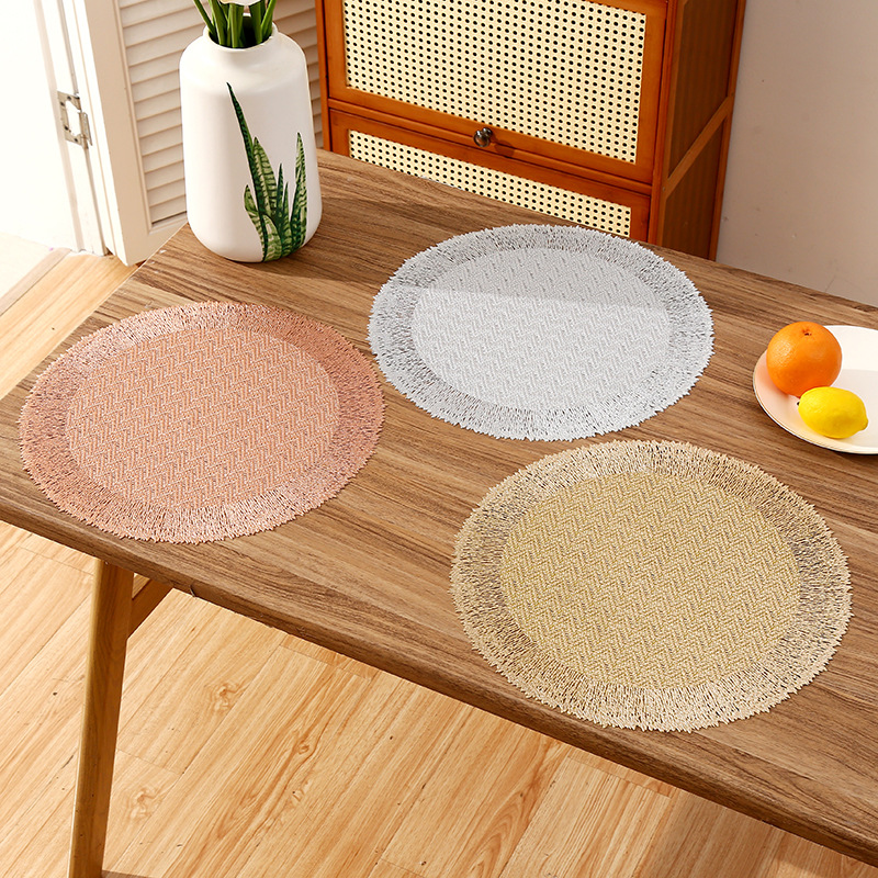 Mantel de PVC redondo romántico francés de Amazon cojín de aislamiento térmico de café de alta calidad creativo cojín de aislamiento térmico de restaurante de lujo ligero