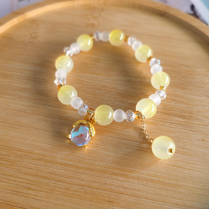 23g Weight Glass Pendant Material Bracelets Classification Glass Chain Material Beaded Chain Chain Type 1 Piece Quantity Daily Occasion Glass Material Geometric, Round Pattern Women's Gender Casual, Lady, Sweet Style Casual Lady Sweet Geometric Round Glass Beaded Chain Beaded Bracelets Wholesale 10