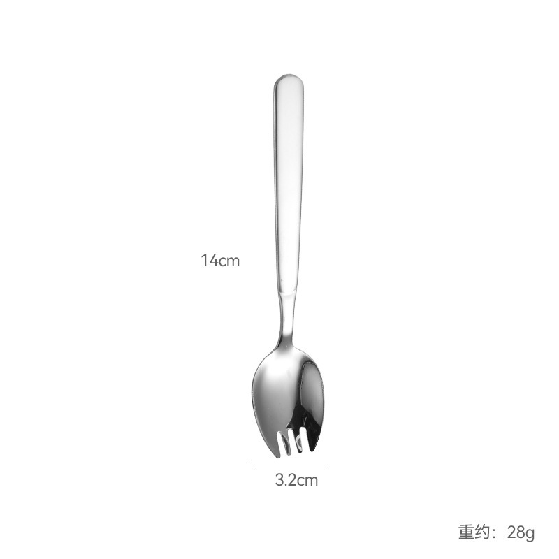 316ステンレスフォークスプーン一体両用クリエイティブ長柄サラダスプーンパスタフォーク果物フォーク卸売りはロゴを決めることができる|undefined