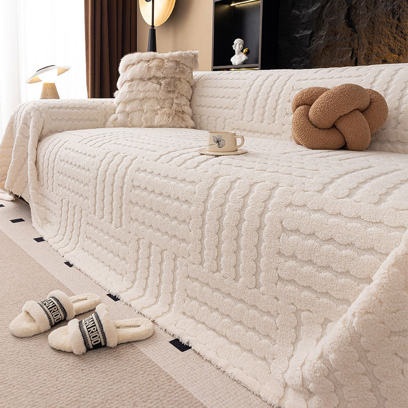 Otoño y invierno toalla de sofá gruesa, almohadilla de sofá de color sólido, toalla de sofá antideslizante y resistente al desgaste, toalla de sofá antideslizante, invierno grueso