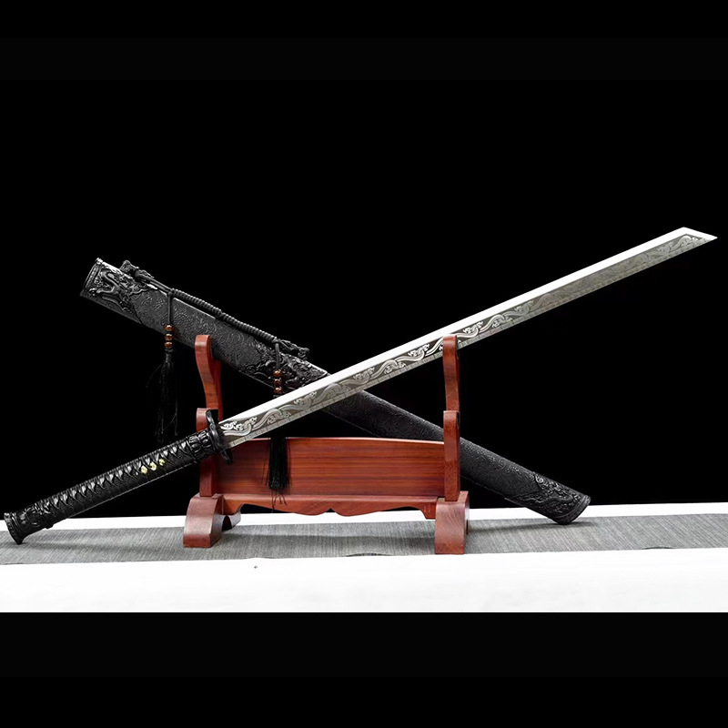 龙泉市唐横刀剑墨龙锰钢一体锻打防身长刀宝刀绣春刀冷兵器未开刃