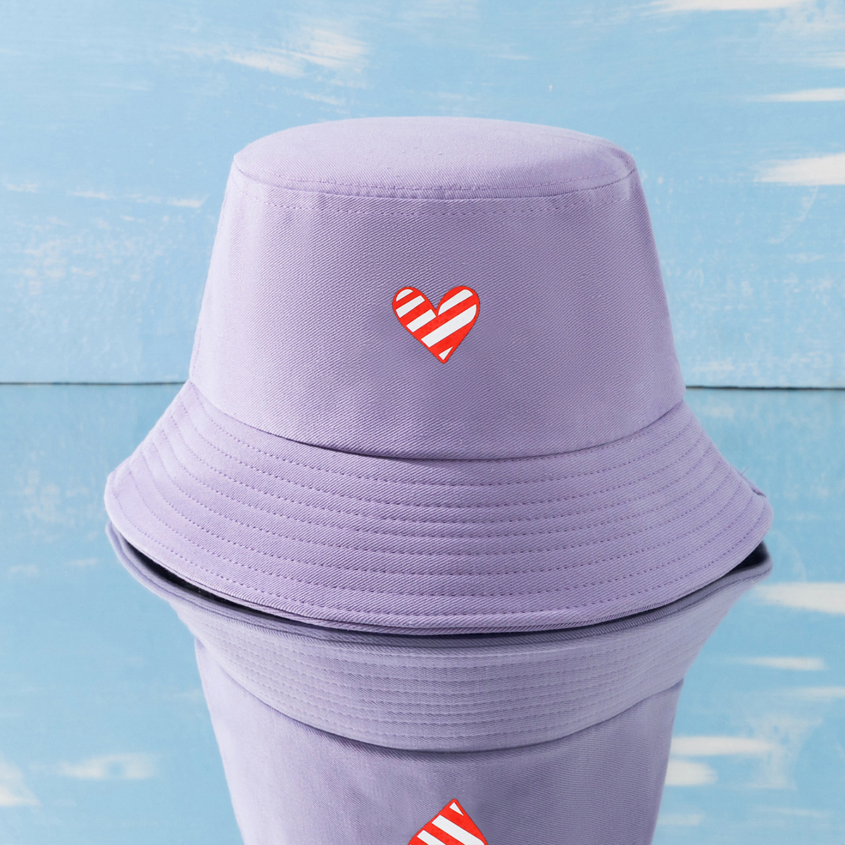 128g Weight Bucket Hat Hats Type Daily Occasion Cotton Material Heart Shape Pattern All Seasons Season Women'S Gender Heart Design Simple Style Style Wide Eaves Rim Women's Simple Style Heart Shape Heart Wide Eaves Bucket Hat 7