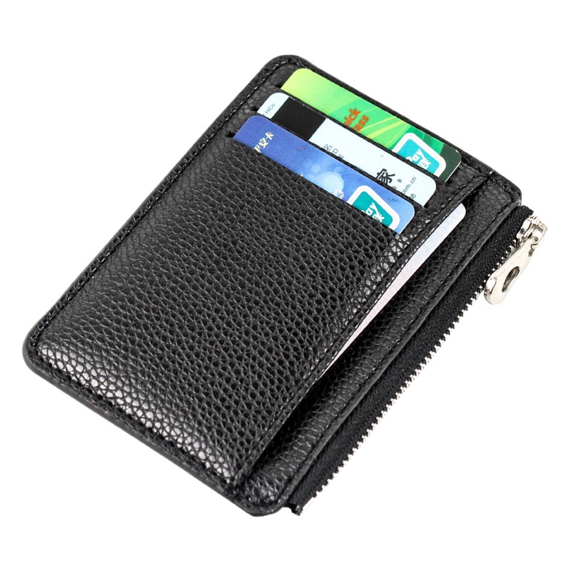 Foreign Trade Hot-Selling New Vertical Casual Card Holder Zipper Multi-Card Slot Coin Purse Multi-Functional Pebbled Card Holder Wholesale