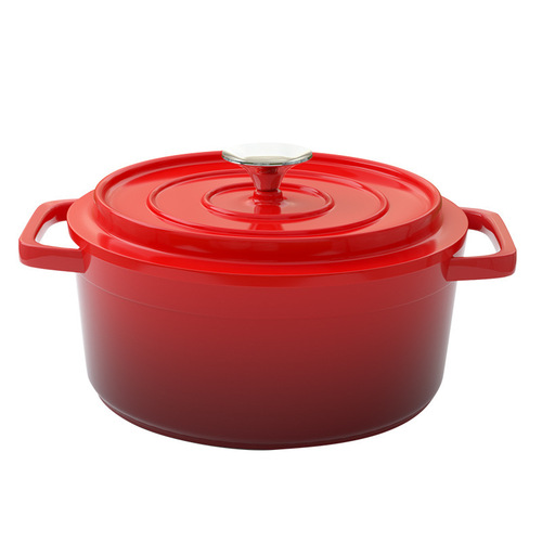 Enamel cast iron flat-bottomed ceramic non-stick pot for home cooking, braising meat and soup pot, slow cooking health pot, wholesale cookware