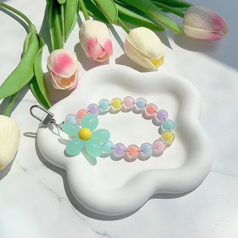 Cadena de cuentas de color flor verde