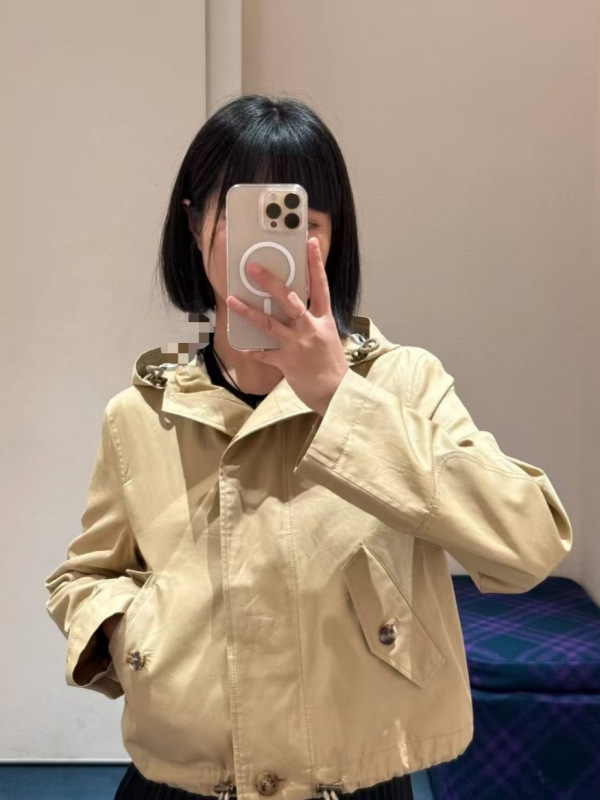 英伦格子25年秋季新款女连帽外套时尚百搭短外套女装|undefined