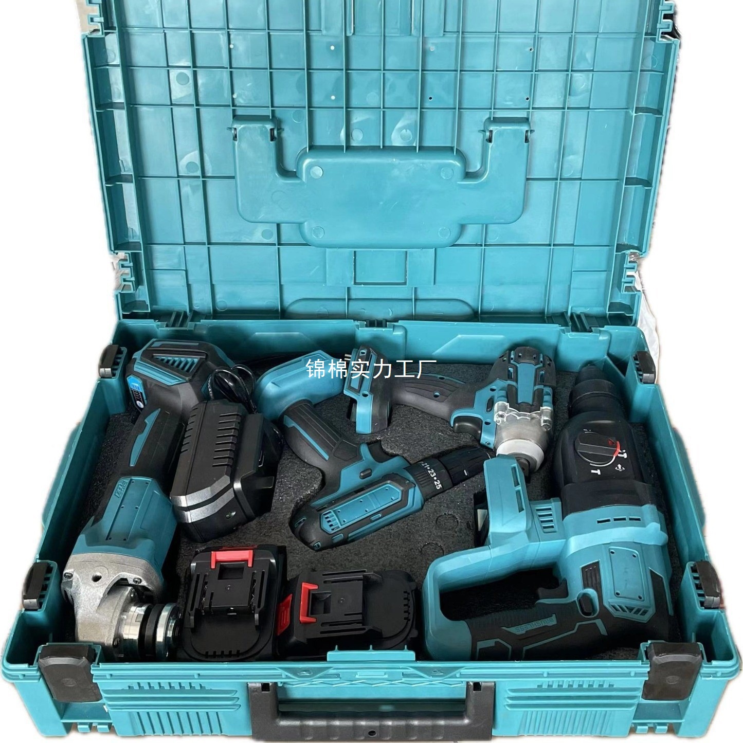 Herramientas de batería de litio transfronterizas, herramientas multifuncionales de tres y cuatro piezas, talleres de producción en el sitio, herramientas eléctricas, juegos de múltiples piezas